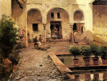 曼紐爾 加西亞 羅德裡格斯 Figures In A Spanish Courtyard 曼紐爾 加西亞 羅德裡格斯 Figures In A Spanish Courtyard